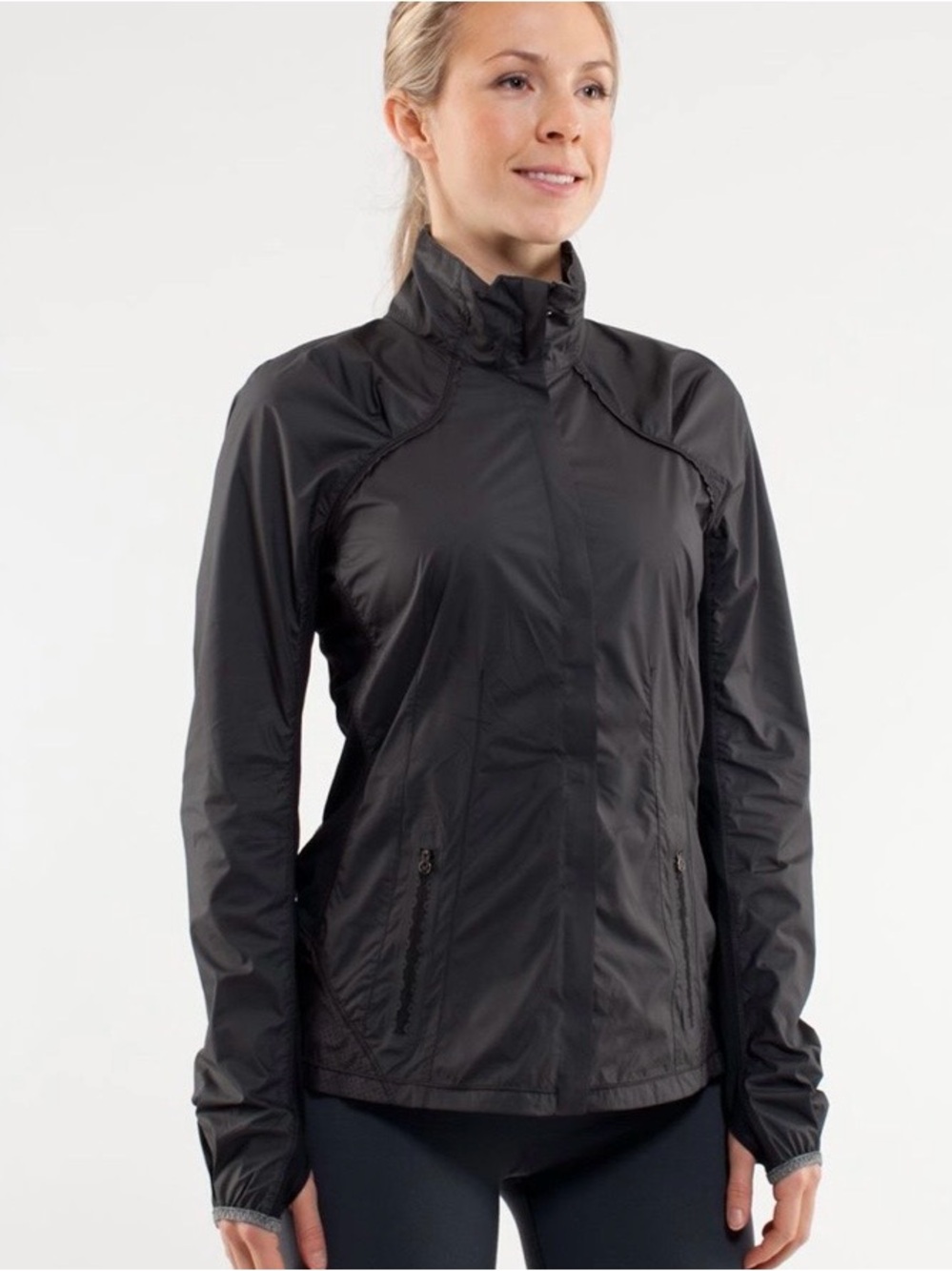 Lululemon Run Essential Jacket Black Size 6 Full Zip Mesh Back Windbreaker